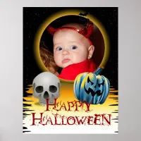 Halloween Photo Frame Skull and Jack o' Lantern Poster