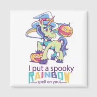 Spooky Rainbow Spell Halloween Unicorn Witch Magnet