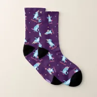 Many Moods of a Pink, Blue, and Purple Unicorn Socks