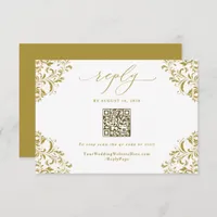 Elegant Gold Vintage Wedding QR Code RSVP Card