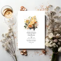 Champagne Floral Wedding Invitation