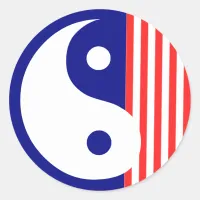 Red White and Blue Yin Yang Sticker