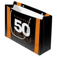 Modern Girly Orange 50 and Fabulous Large Gift Bag