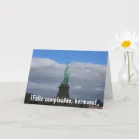 Statue of Liberty NYC Feliz Cumpleanos Hermana Card