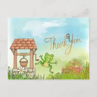 Cute jumping frog by a well Thank You Postcard