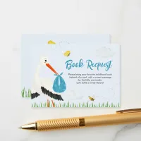 Rustic Stork with Bee & Butterfly Boy Baby Shower Enclosure Card