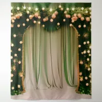 Romantic Green Ivy Foliage Curtain Golden Light Tapestry