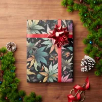 Coloured Plant Leaves Wrapping Paper