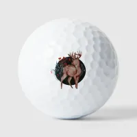 Scandinavian Nordic Reindeer Christmas Holiday  Golf Balls