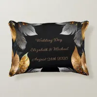 Personalized Gold & Silver Floral Sunflower  Accent Pillow