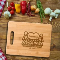 Kitchen Seasoned with Love Heart Custom Name Cutting Board