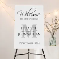 Minimal Stylish Monogram Wedding Welcome Sign