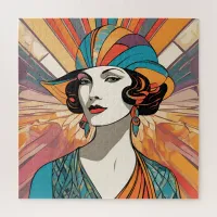 Elegant Lady Art Deco Inspired AI Artwork Picture Jigsaw Puzzle