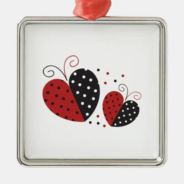 Ladybug Heart cute Metal Ornament