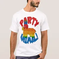 Party Animal Fun Pinata Cartoon Slogan T-Shirt