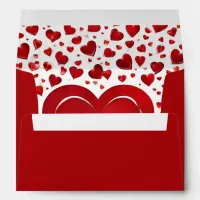 Monogram Initials Red Love Heart Wedding Invite Envelope