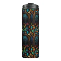 Colorful Mosaic Stained Glass Tree effect design Thermal Tumbler