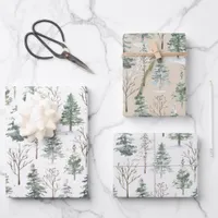 Rustic Winter Pine Trees Forest Christmas Wrapping Paper Sheets