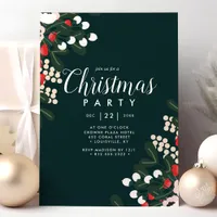 Winter Holly Berries Floral Christmas Party Invitation