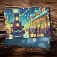 Vintage Trains on a Snowy Night Placemat