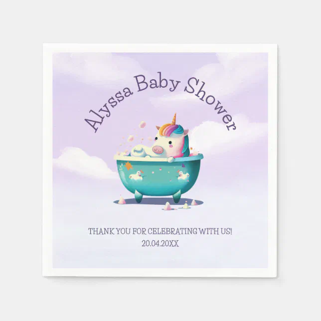 Baby Unicorn Bath Time | Baby Shower Napkins