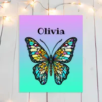 Colorful Stained Glass Butterfly Personalized Poster