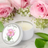 Pink Daylily Flower Botanical Art Personalized Mini Candle Favors