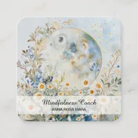 *~* Butterfly Floral Full Moon Flowers QR AP70 Square Business Card