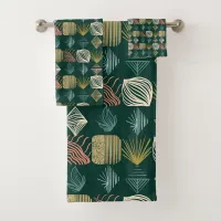 Bold Caribbean Tribal Mudcloth: Boho Teal Bath Towel Set