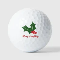 Holly berries Merry Everything Holiday  Golf Balls