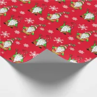 Cute Hand Drawn Gnome  Festive Holiday Christmas Wrapping Paper