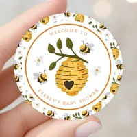 Daisy Beehive Bumblebee Bee Baby Shower Classic Round Sticker