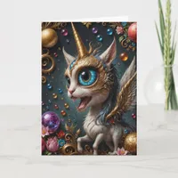 Fantasy Cat Unicorn, Birthday Card