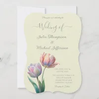 Romantic and Poetic Pastel Tulips Watercolor  Invitation