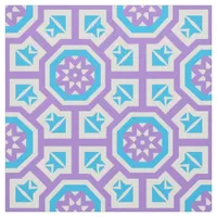 Turquoise White & Purple Elegant Geometric Pattern Fabric