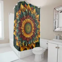 Vibrant Sunflower Colourful Nature Design Shower Curtain