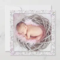 Pretty Pink and Black  Baby Birth Announcement