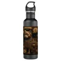 Gothic Steampunk Gold Cat Stainless Steel Water Bottle