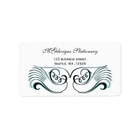 aqua , black & white Chic Business address labels