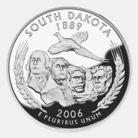 Faux South Dakota State Quarter Classic Round Sticker