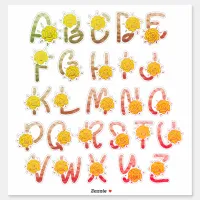 Glitter Earthy Floral Monogram A to Z Letters Sticker