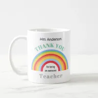 Colorful Rainbow Thank You Teacher Appreciation Coffee Mug