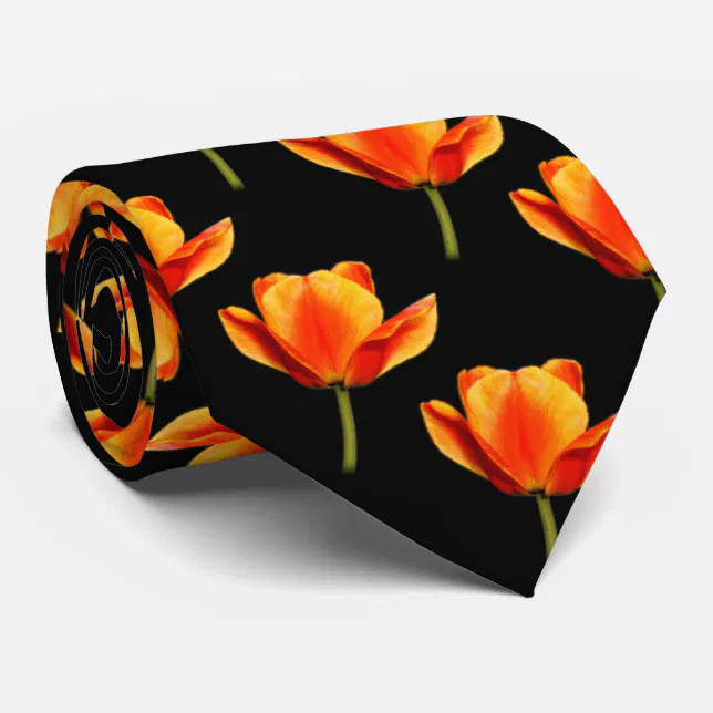 Yellow-and-Red Streaked Tulips Neck Tie