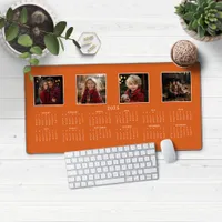 2025 Calendar Modern Burnt Orange Photo Collage Desk Mat