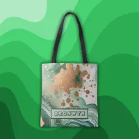 Name Monogram Modern Gold & Green Geode | Tote Bag