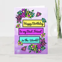 Bright Pretty Whimsical Birthday for Best Friend Card