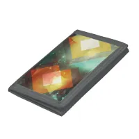 Seventies Orange Abstract Techno Triangles Trifold Wallet