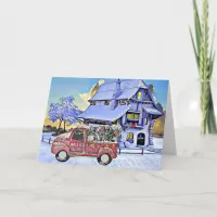 Personalized Vintage Truck and Christmas Tree Card