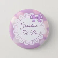 Purple Grandma to be Baby Shower Button