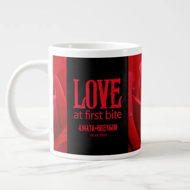 Gothic Red Roses Love at First Bite Wedding Giant Coffee Mug